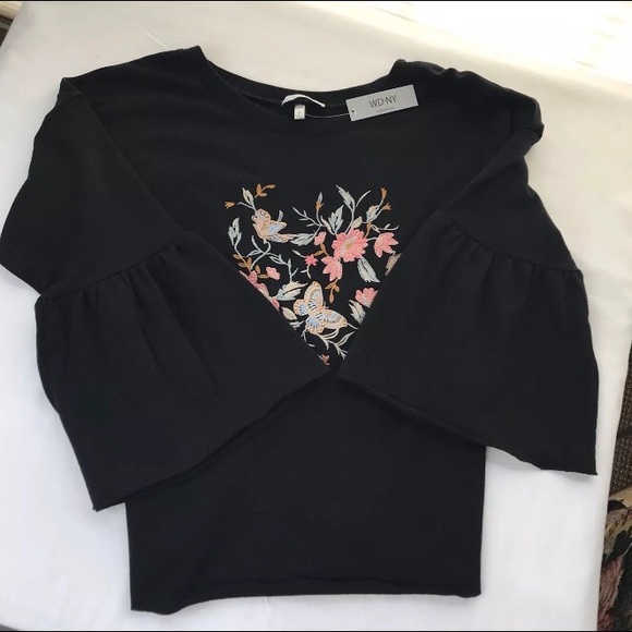 💥HP💥NWT Plus Size Blk Embroidered Sweatshirt  1X - Picture 2 of 8